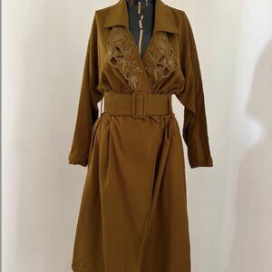 Vintage 80s Virgin Wool Dress Trench Coat